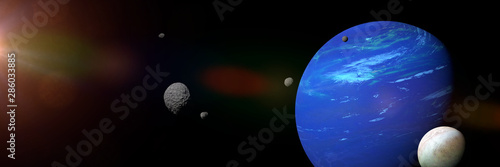 Fotomural planet Neptune with some of its 14 moon