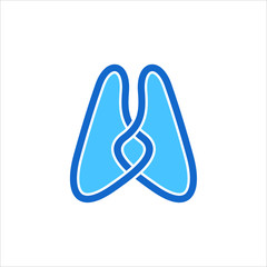 Poster - Lung in blue color. Vector logo.