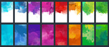 Fototapeta  - Big set of bright vector colorful watercolor background for poster, brochure or flyer