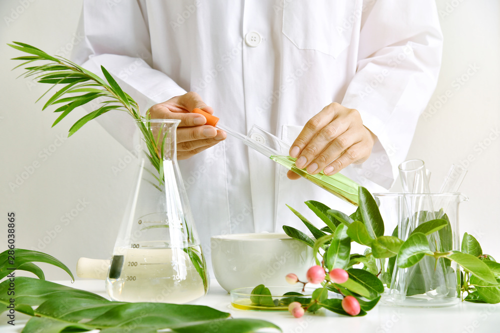 Medicinal herbal plant analysis, Natural organic botany drug research ...