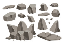 Rock Stone Big Set Cartoon. 