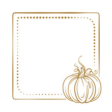 Vector Vintage Square Frame On A White Background With Autumn Pumpkin Decoration.