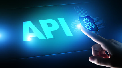 API - Application Programming Interface, software development tool, information technology and business concept.