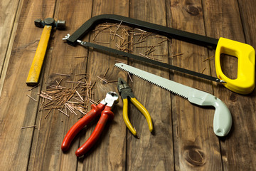 construction tool on a table in a workshop