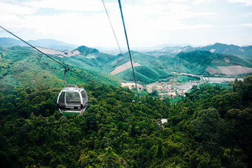 Cable car to Ba Na Hills Mountain Resort. The longest non-stop single track cable car is 5,801meter, Da Nang, Vietnam.