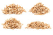 Pile of sawdust piles on white background