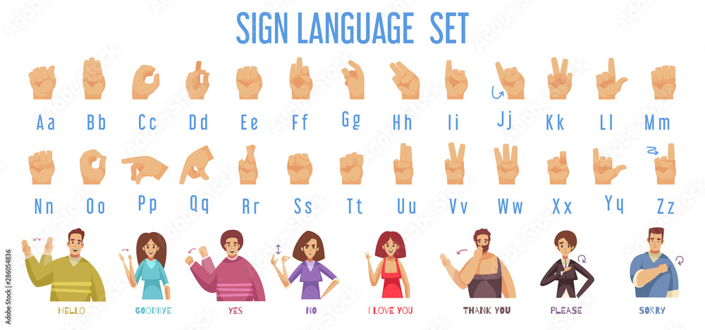 Sign Language Set Stock Vector | Adobe Stock