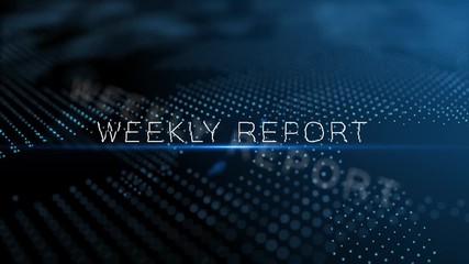 Wall Mural - weekly report modern intro text 3d animation with lens flare and depth of field focus blur
