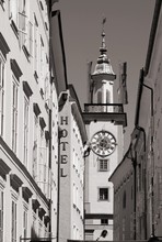 Austria Landmarks - Salzburg City. Black And White Vintage Style.