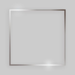 Wall Mural - Silver square shiny frame with glowing effects