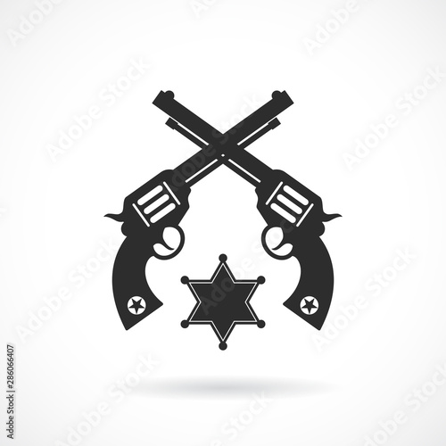 Fotomural Crossed revolvers vector icon