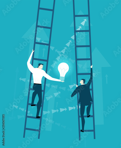 Foto  Two businessman competing agains of each other on the professional leader