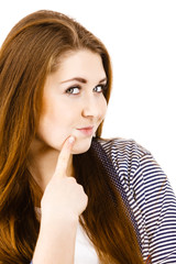 Sticker - Portrait of beautiful young woman with brown hair