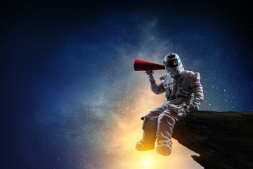 Wall Mural - spaceman and the planet earth abstract theme