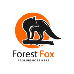 Sticker - fox and circle logo design template