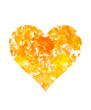 Yellow oil heart on white background