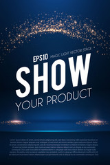 Wall Mural - empty scene with magic spotlights. ad and promotion design template.