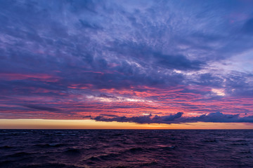 Sunset on Lake Peipsi. Pskov region