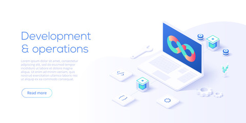 web development concept in flat design. developers or designers working at internet app or online se