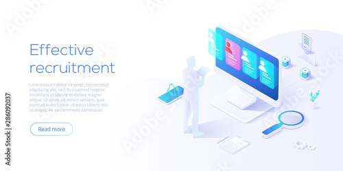 Cuadros en Lienzo Business HR concept in isometric vector illustration