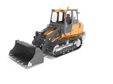 Modern Tractor Crawler Loader With Front Bucket Rear Render On White Background With Shadow
