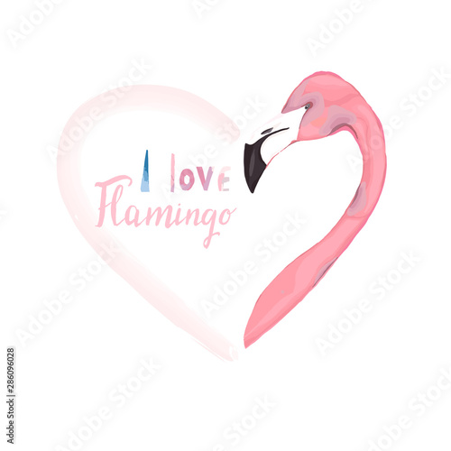 Fashion print with flamingo for card, shirt. Vector illustration. Watercolor ...