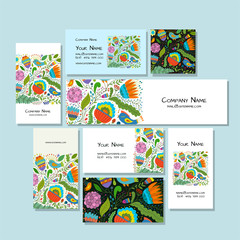 Wall Mural - Business cards design, floral background