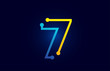 number 7 in blue and orange color for logo icon design