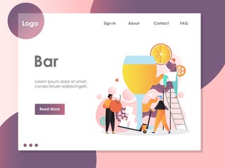 Wall Mural - Bar vector website landing page design template