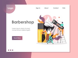 Barbershop vector website landing page design template
