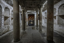 Crypt Of The Church, With Remains Of The Ara Maxima In The Basilica Of Saint Mary In Cosmedin Rome, Italy. 