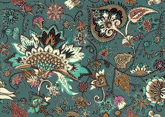  Paisley. Seamless Textile floral pattern with oriental paisley ornament.