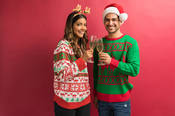 Wall Mural - Portrait Of Man And Woman Enjoying Drink