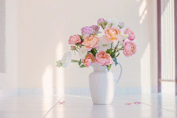 Wall Mural - beautiful roses in ceramic white jug