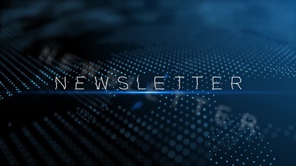 Wall Mural - newsletter modern intro text 3d animation with lens flare and depth of field focus blur