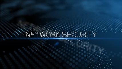 Wall Mural - network secutiry modern intro text 3d animation with lens flare and depth of field focus blur