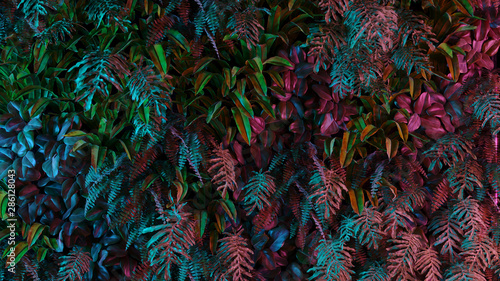 neon-tropical-jungle-forest-leaves-in-vibrant-color-for-retro-poster-background-like-stranger-things-80s-70s-60s-3d-rendering