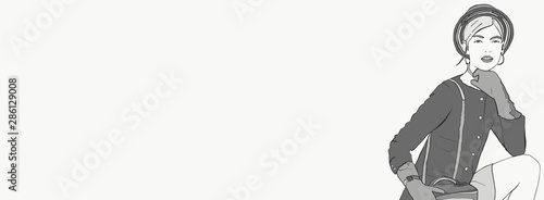 fashion banner model. Trendy woman background