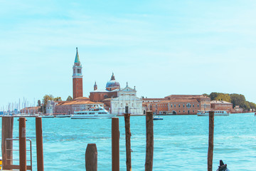 view of Church of San Giorgio Maggiore boats before it famous landmark place