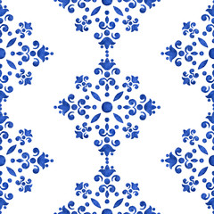 Wall Mural - Blue watercolor filigree pattern