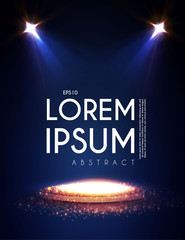 Wall Mural - shining spotlights and empty scene. elegant promotion design template. ad, theater, show, big win, g