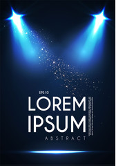 Wall Mural - shining spotlights and empty scene. elegant promotion design template. ad, theater, show, big win, g