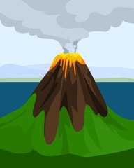 Wall Mural - Volcano concept banner. Flat illustration of volcano vector concept banner for web design