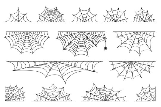 set of spider web for halloween. halloween cobweb, frames and borders, scary elements for decoration