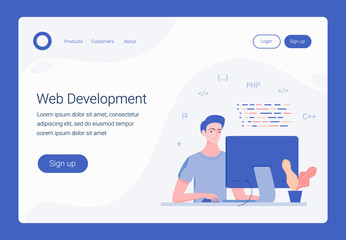Programmer at work, web development concept.