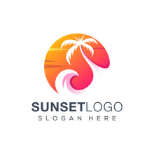 Sunset Logo Design Vector