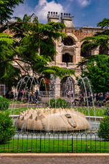 Wall Mural - Fountain of the Alps at Piazza Bra in Verona, Italy