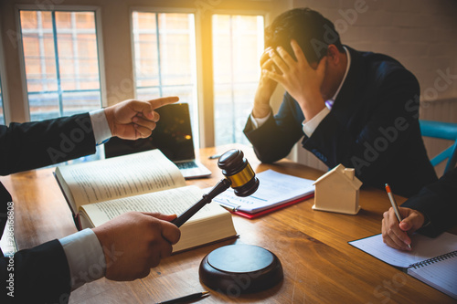 Fotomural Businessman feels stressed when filed for bankruptcy, bankruptcy and execution concept