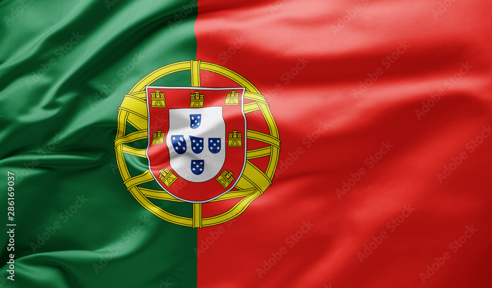 Waving national flag of Portugal - obrazy, fototapety, plakaty 