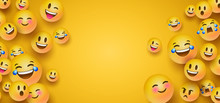 Funny Yellow Emoticon Face Copy Space Background